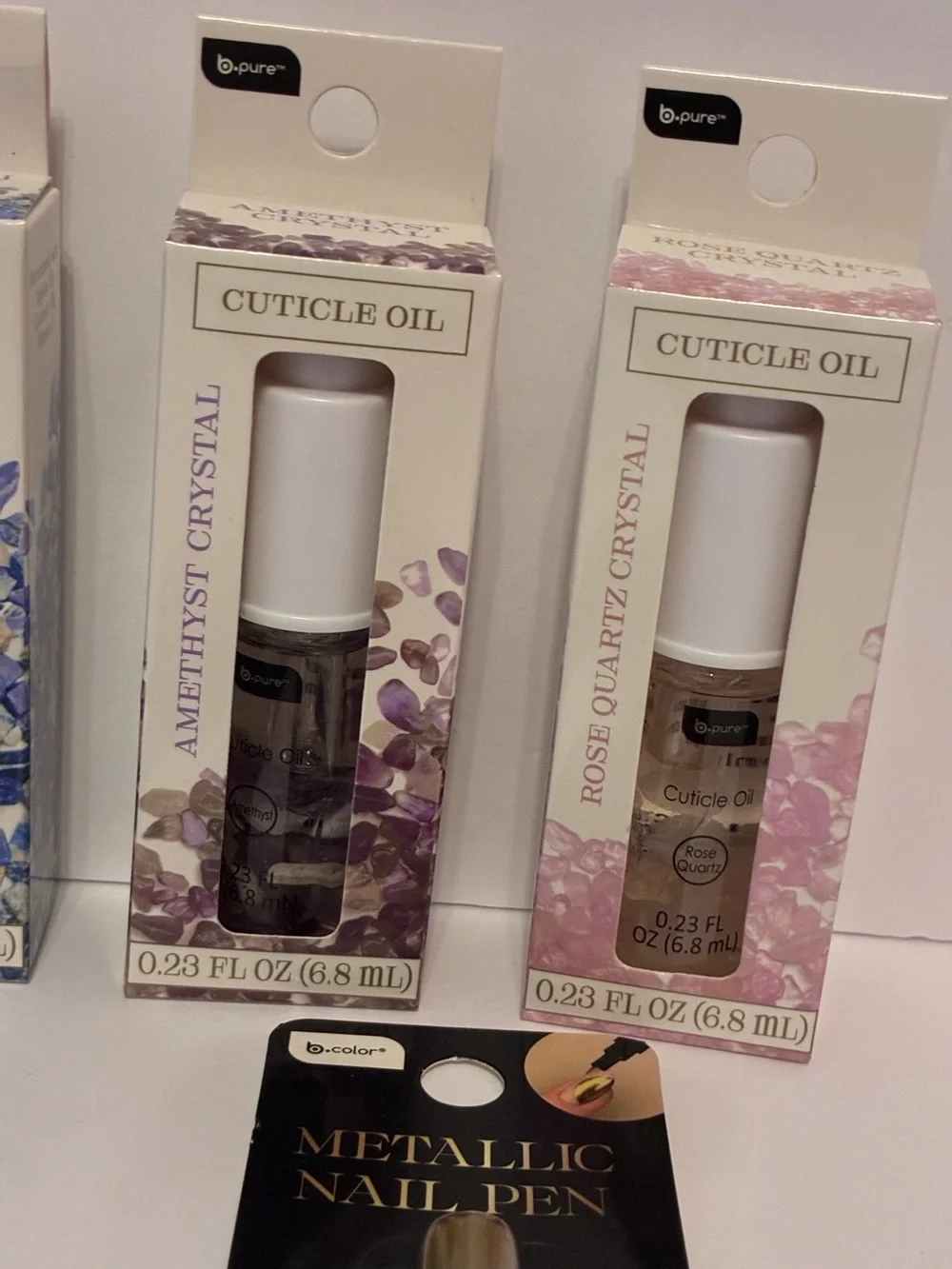 b.Pure Crystals Cuticle Oil & Metallic Nail pens  bundle